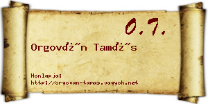 Orgován Tamás névjegykártya
